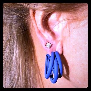 Royal blue hoops.